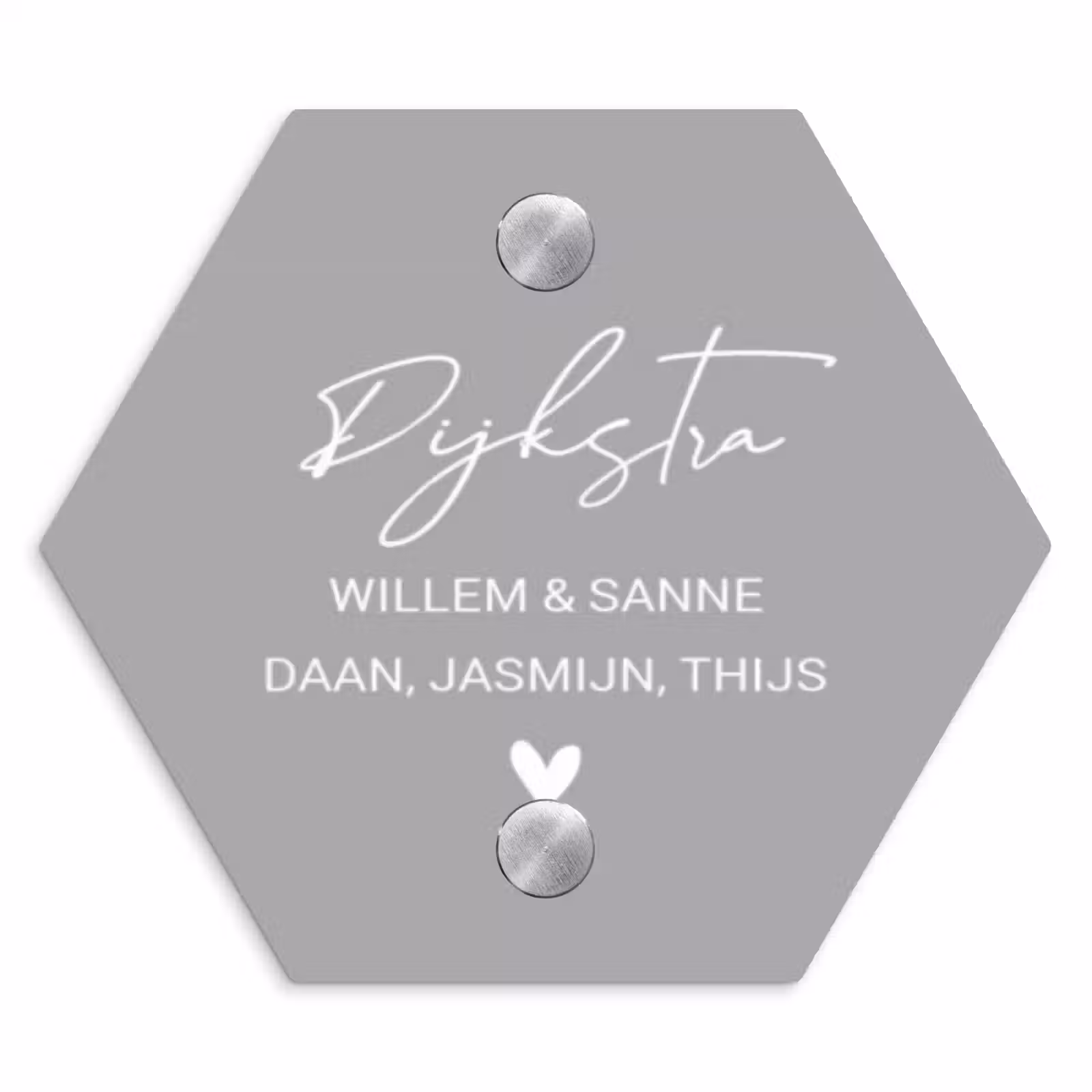 Naambordje voordeur - Hexagon - Effen lichtgrijs - Sierlijk — 1
