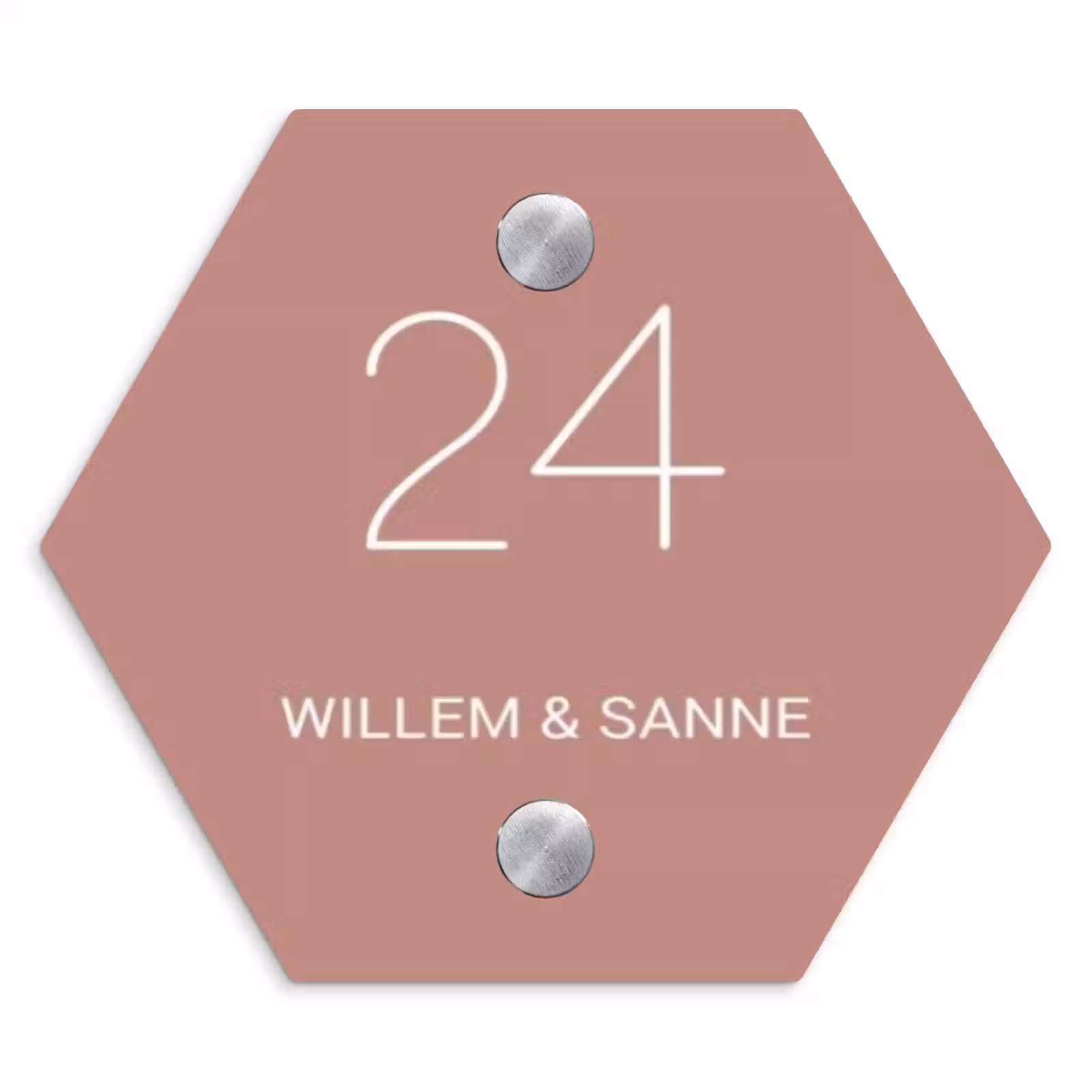 Naambordje voordeur - Hexagon - Effen oudroze - Klassiek — 1