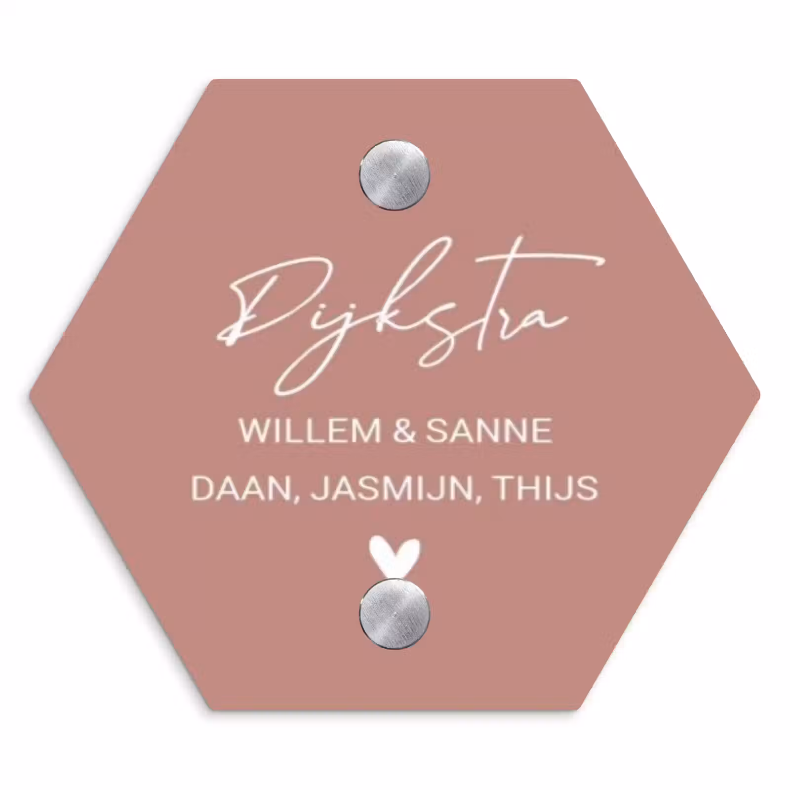 Naambordje voordeur - Hexagon - Effen oudroze - Sierlijk — 1