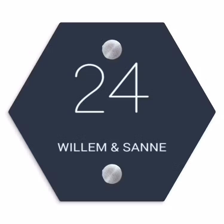 Naambordje voordeur - Hexagon - Effen blauw - Klassiek — 1