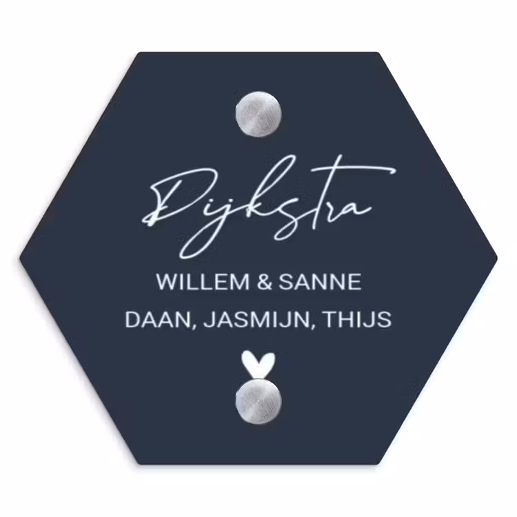 Naambordje voordeur - Hexagon - Effen blauw - Sierlijk — 1
