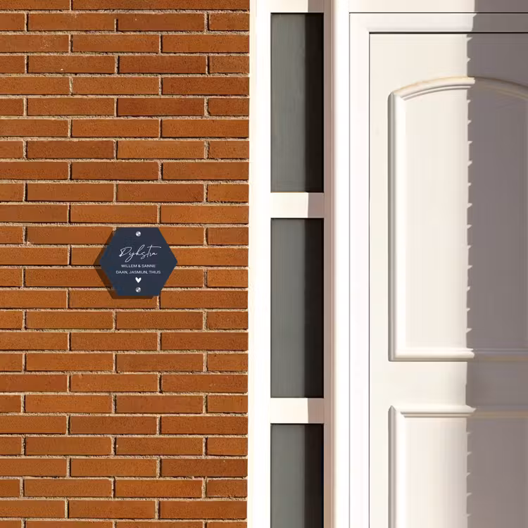 Naambordje voordeur - Hexagon - Effen blauw - Sierlijk — 2