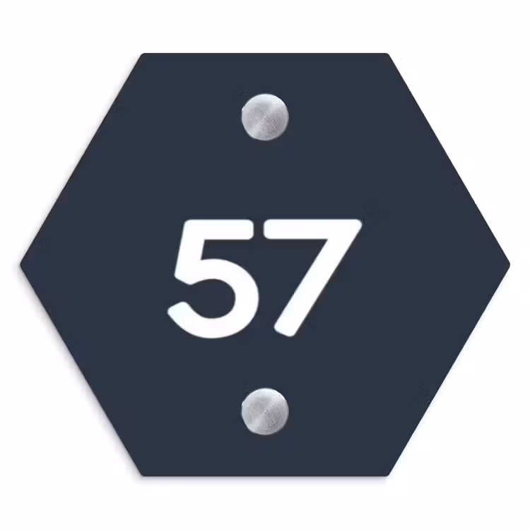 Naambordje voordeur - Hexagon - Effen blauw - Traditioneel — 1