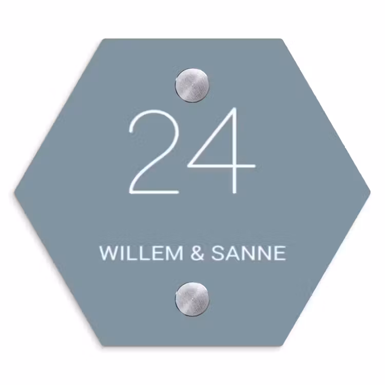 Naambordje voordeur - Hexagon - Effen blauwgrijs - Klassiek — 1