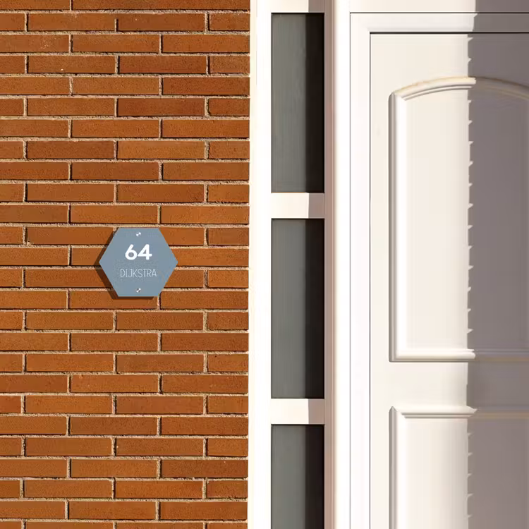 Naambordje voordeur - Hexagon - Effen blauwgrijs - Modern — 2