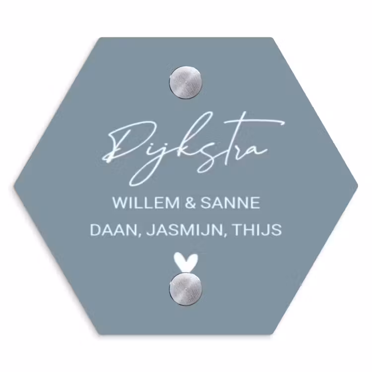 Naambordje voordeur - Hexagon - Effen blauwgrijs - Sierlijk — 1