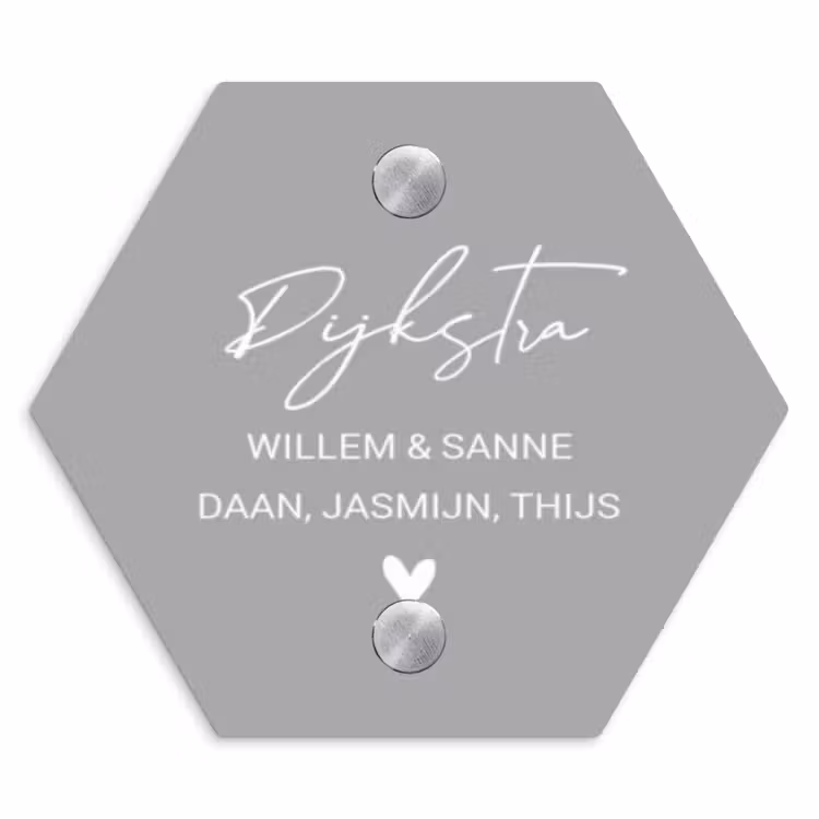 Naambordje voordeur - Hexagon - Effen lichtgrijs - Sierlijk — 1