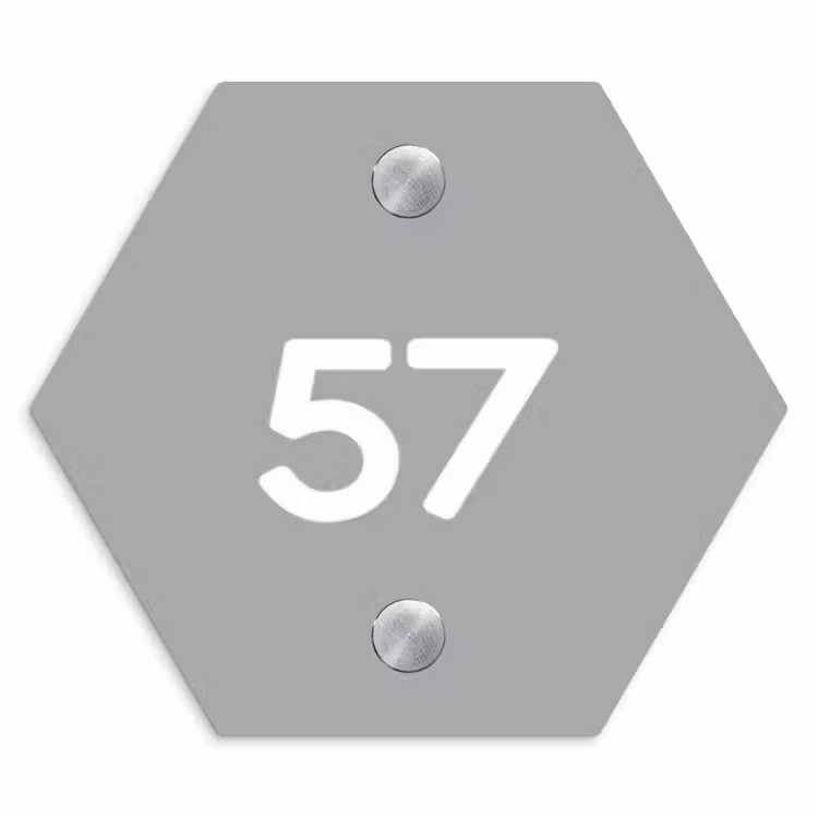 Naambordje voordeur - Hexagon - Effen lichtgrijs - Traditioneel — 1