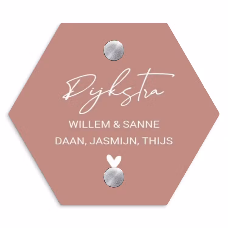 Naambordje voordeur - Hexagon - Effen oudroze - Sierlijk — 1