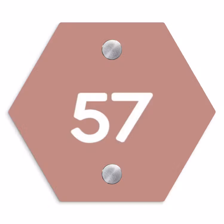 Naambordje voordeur - Hexagon - Effen oudroze - Traditioneel — 1