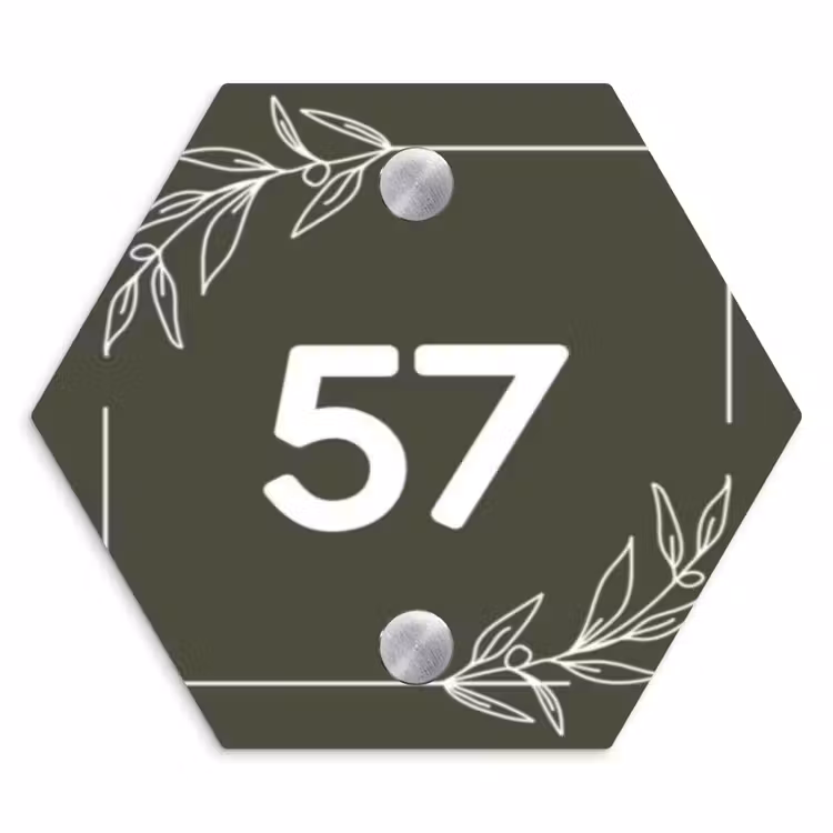 Naambordje voordeur - Hexagon - Olijfgroen - Traditioneel — 1