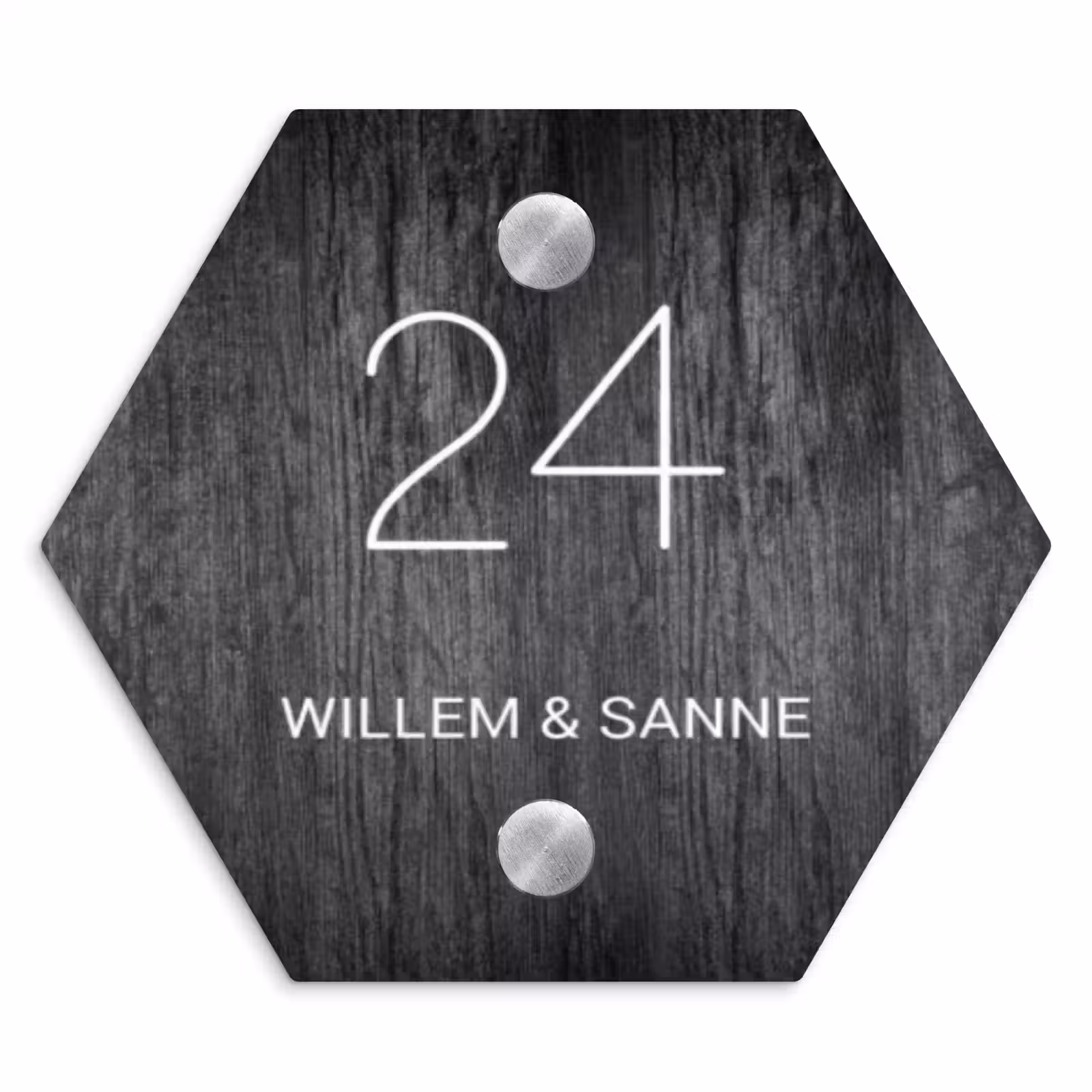 Naambordje voordeur - Hexagon - Donker hout - Klassiek — 1