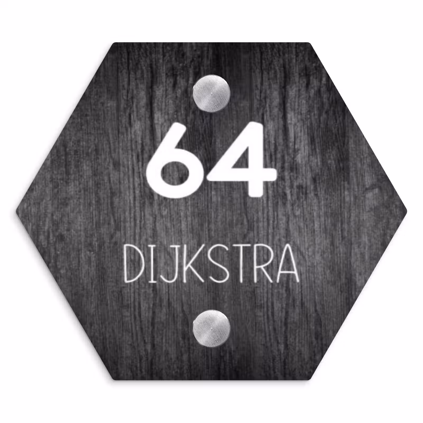 Naambordje voordeur - Hexagon - Donker hout - Modern — 1