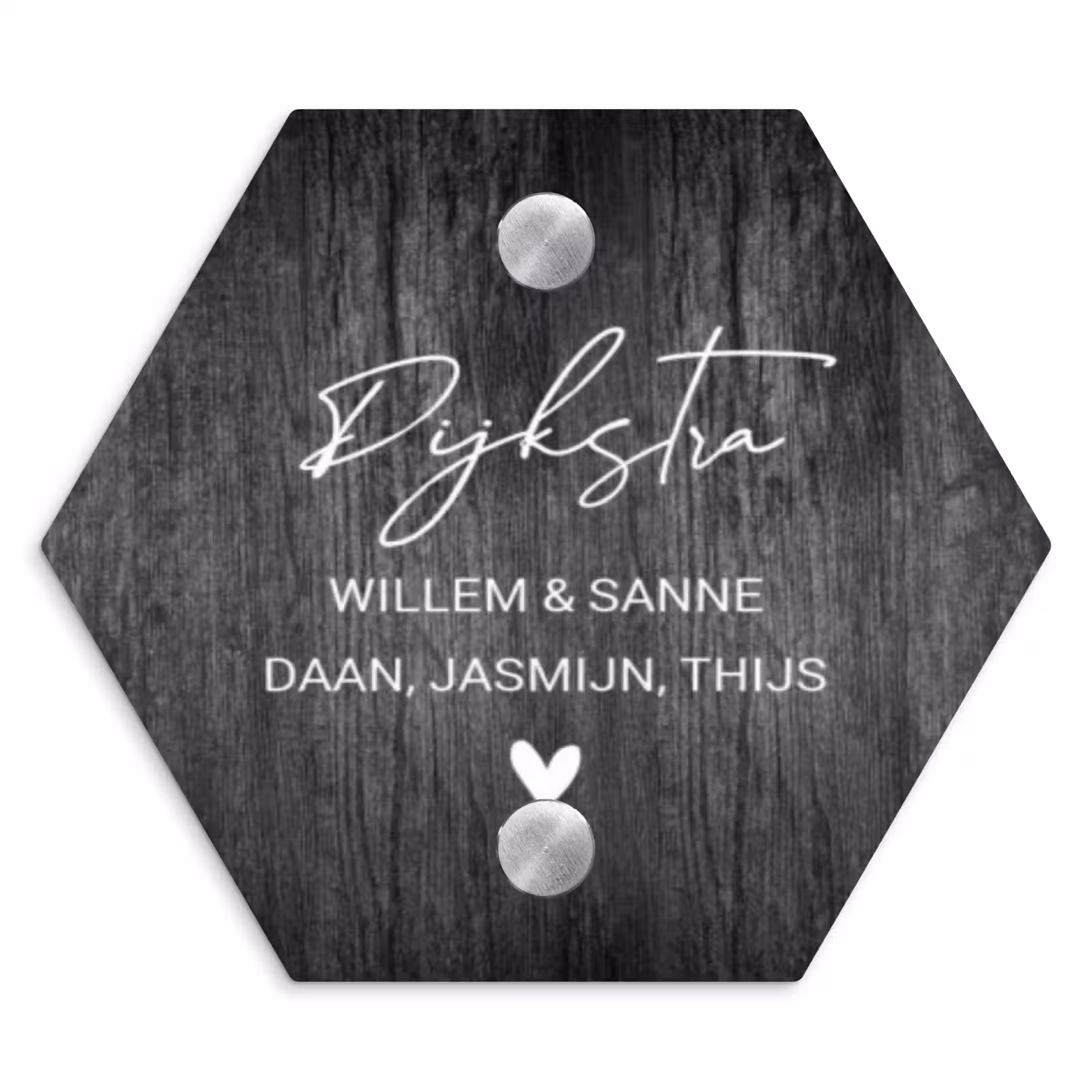 Naambordje voordeur - Hexagon - Donker hout - Sierlijk — 1