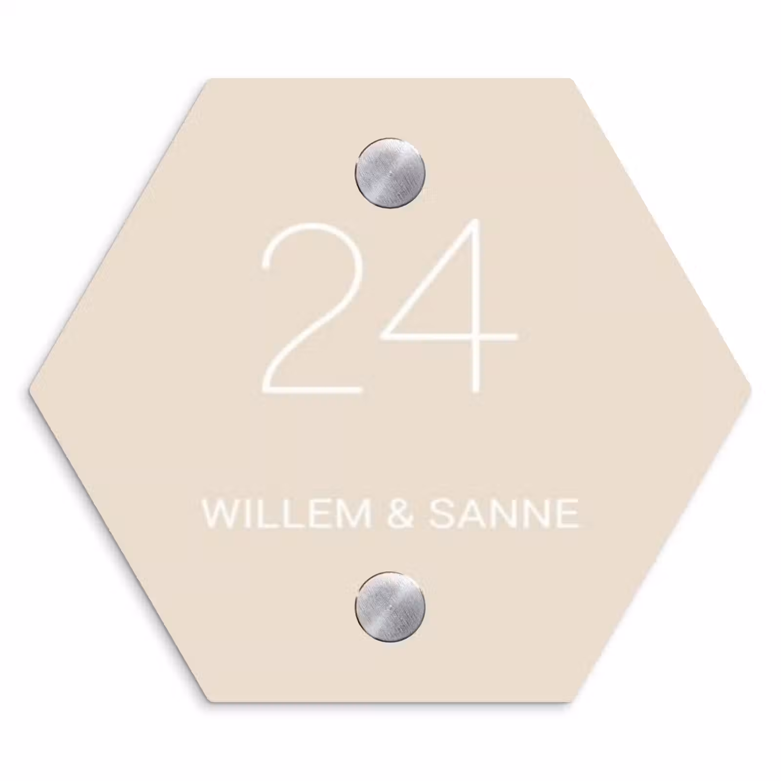 Naambordje voordeur - Hexagon - Effen - Beige - Klassiek — 1