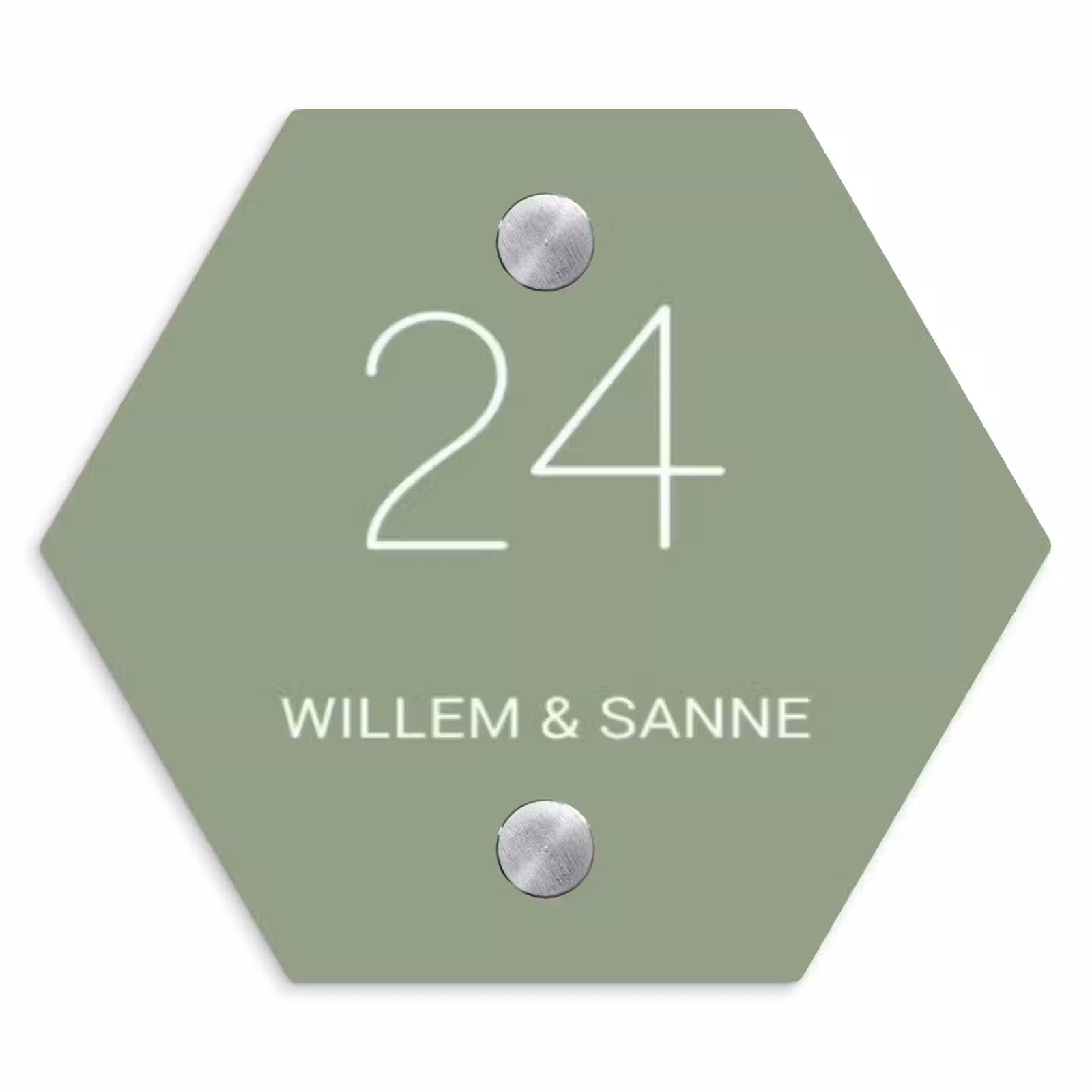 Naambordje voordeur - Hexagon - Effen olijfgroen - Klassiek — 1