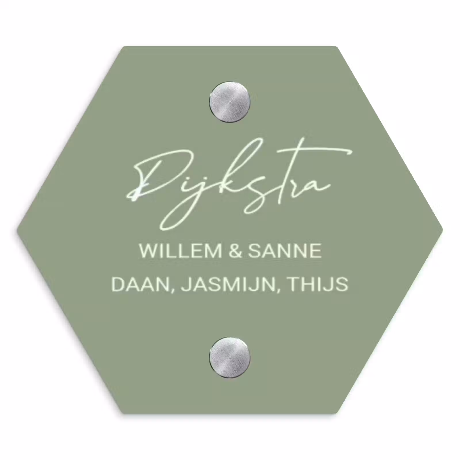 Naambordje voordeur - Hexagon - Effen olijfgroen - Sierlijk — 1