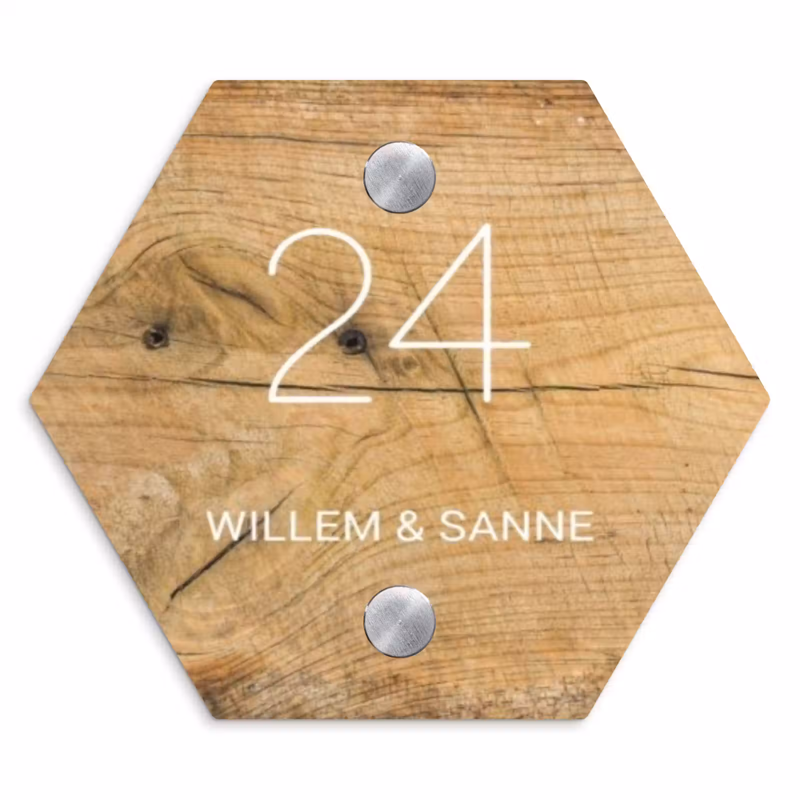 Naambordje voordeur - Hexagon - Hout - Klassiek — 1