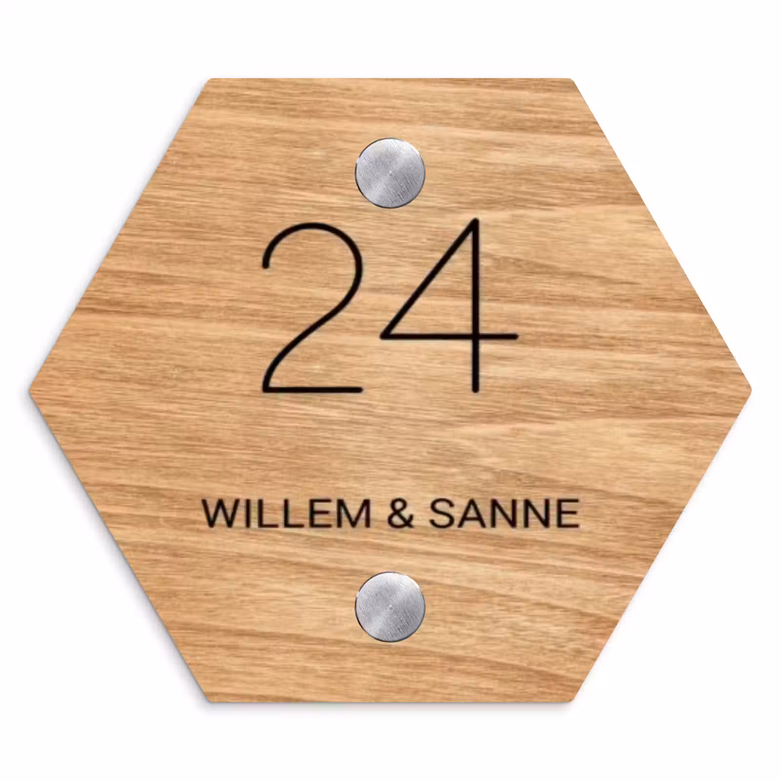 Naambordje voordeur - Hexagon - Licht hout - Klassiek — 1