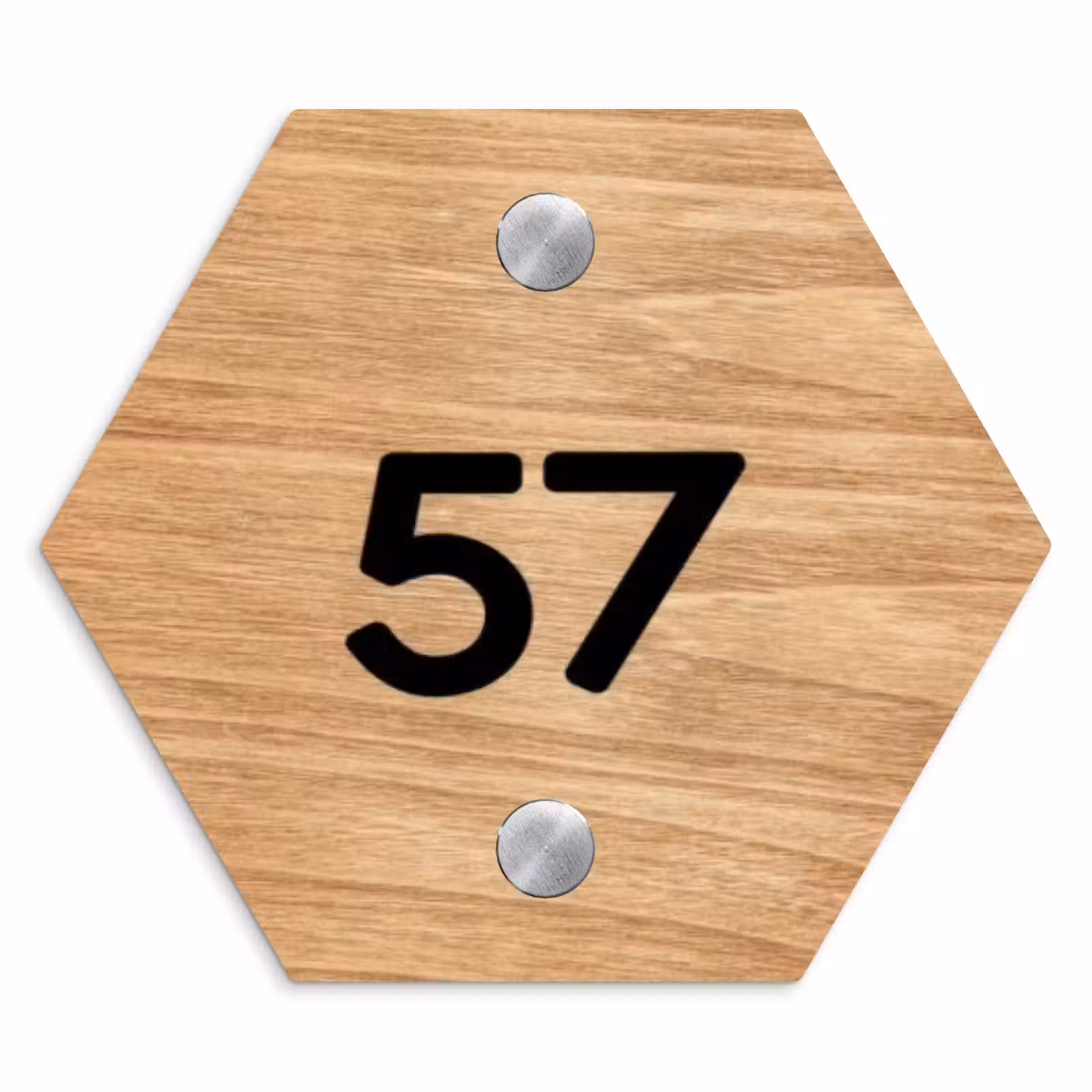 Naambordje voordeur - Hexagon - Licht hout - Traditioneel — 1