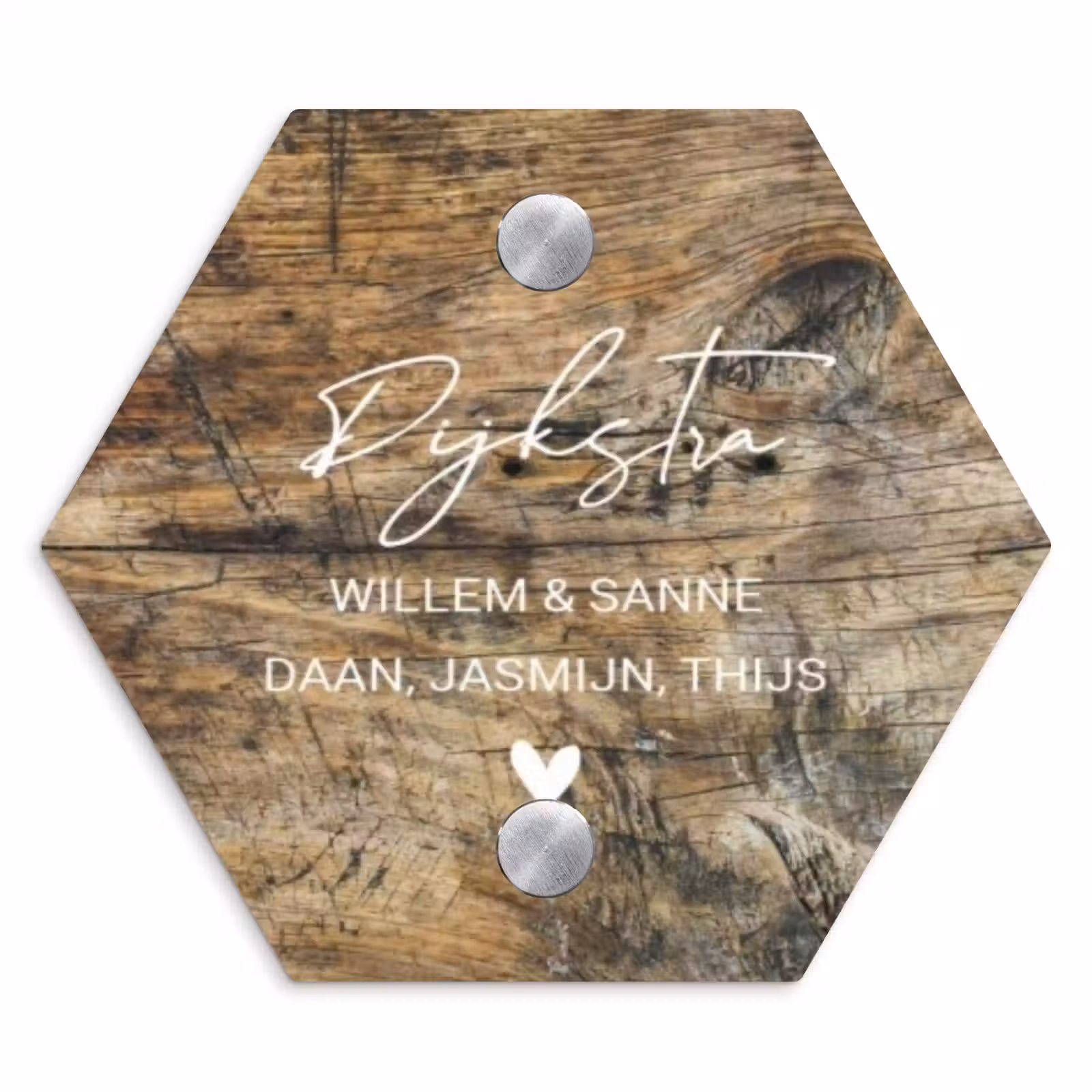 Naambordje voordeur - Hexagon - Verweerd hout - Sierlijk — 1