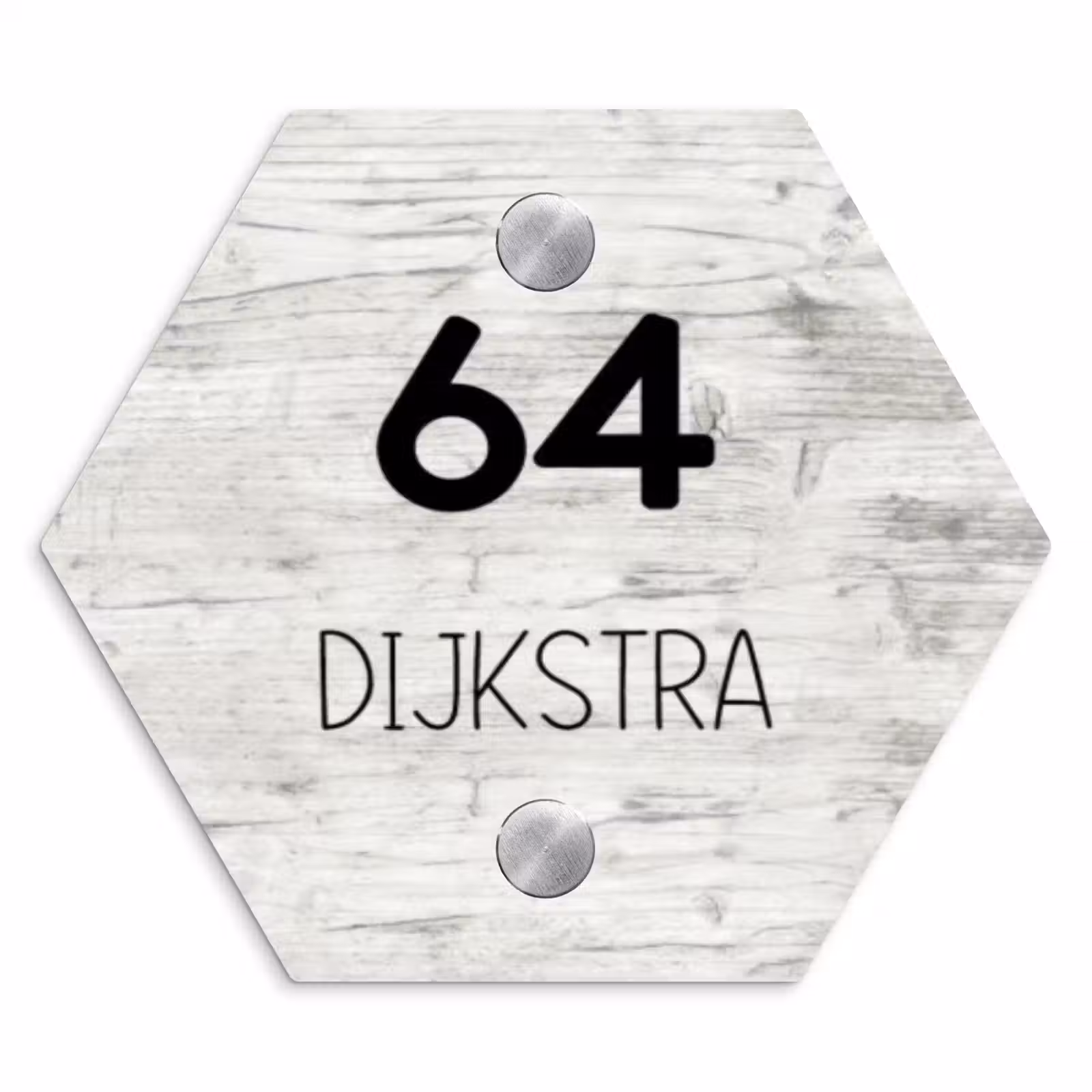 Naambordje voordeur - Hexagon - Witgrijs hout - Modern — 1
