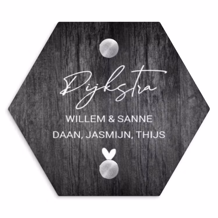 Naambordje voordeur - Hexagon - Donker hout - Sierlijk — 1