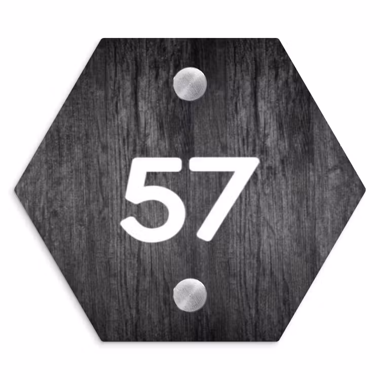 Naambordje voordeur - Hexagon - Donker hout - Traditioneel — 1