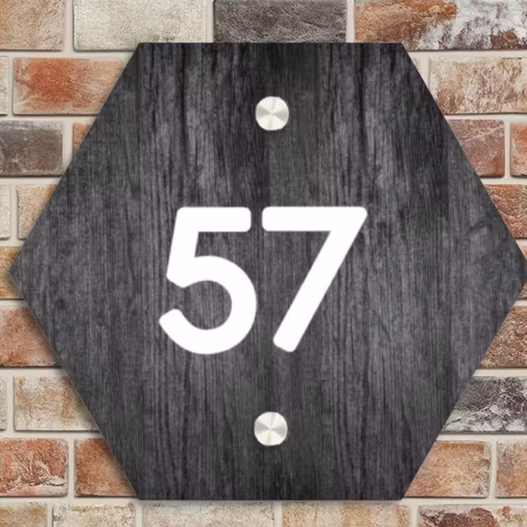 Naambordje voordeur - Hexagon - Donker hout - Traditioneel — 4