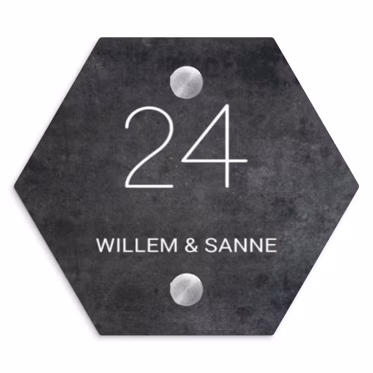 Naambordje voordeur - Hexagon - Donker steen - Klassiek — 1