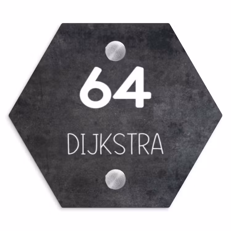 Naambordje voordeur - Hexagon - Donker steen - Modern — 1