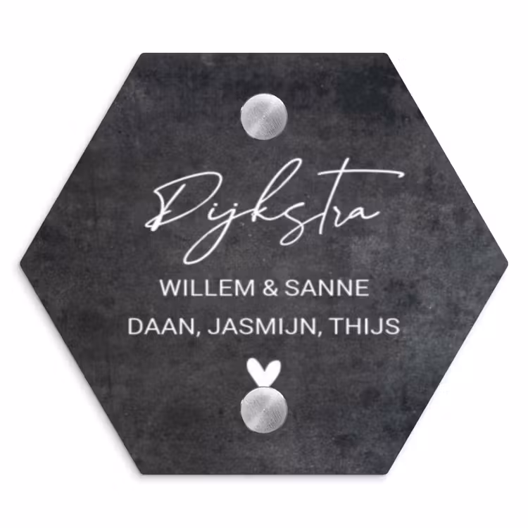 Naambordje voordeur - Hexagon - Donker steen - Sierlijk — 1
