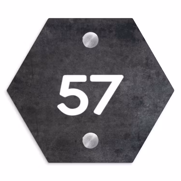 Naambordje voordeur - Hexagon - Donker steen - Traditioneel — 1
