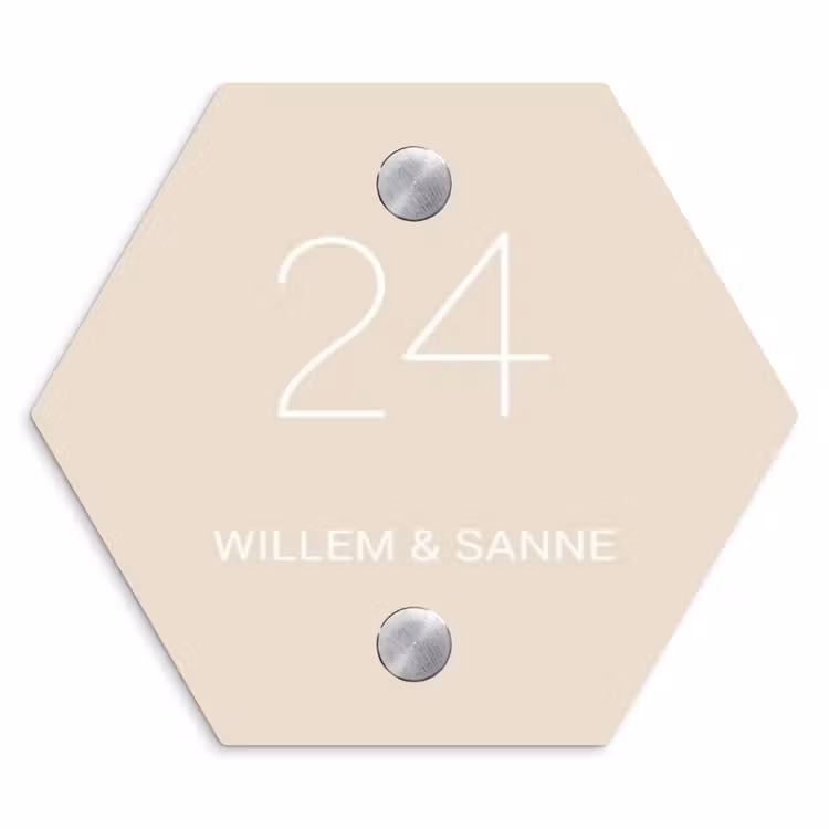 Naambordje voordeur - Hexagon - Effen - Beige - Klassiek — 1