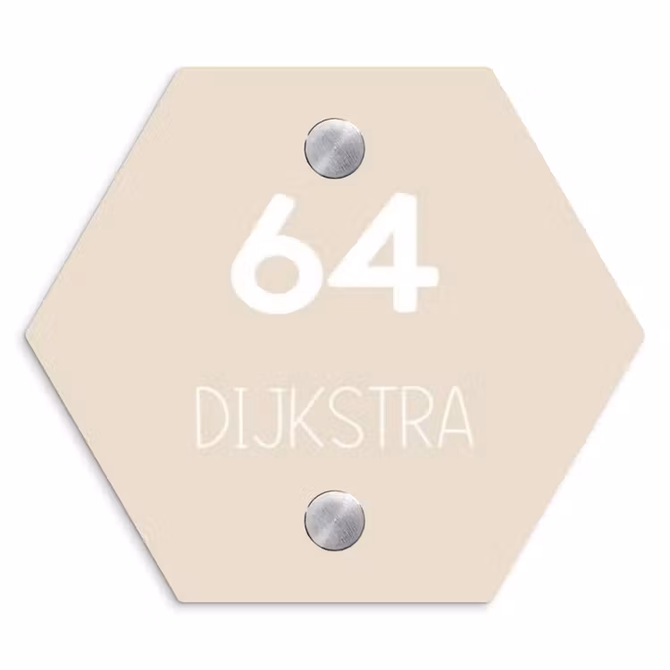 Naambordje voordeur - Hexagon - Effen - Beige - Modern — 1