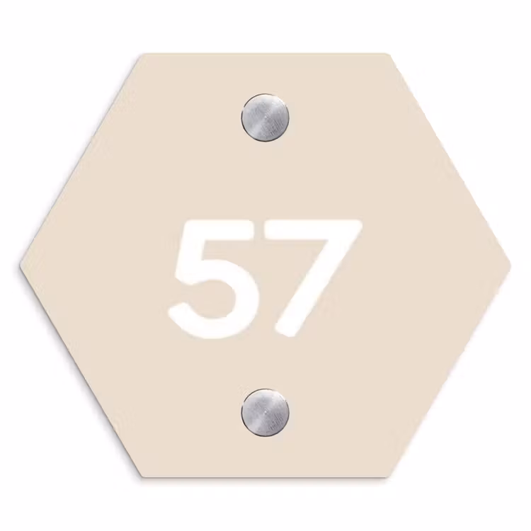 Naambordje voordeur - Hexagon - Effen - Beige - Traditioneel — 1