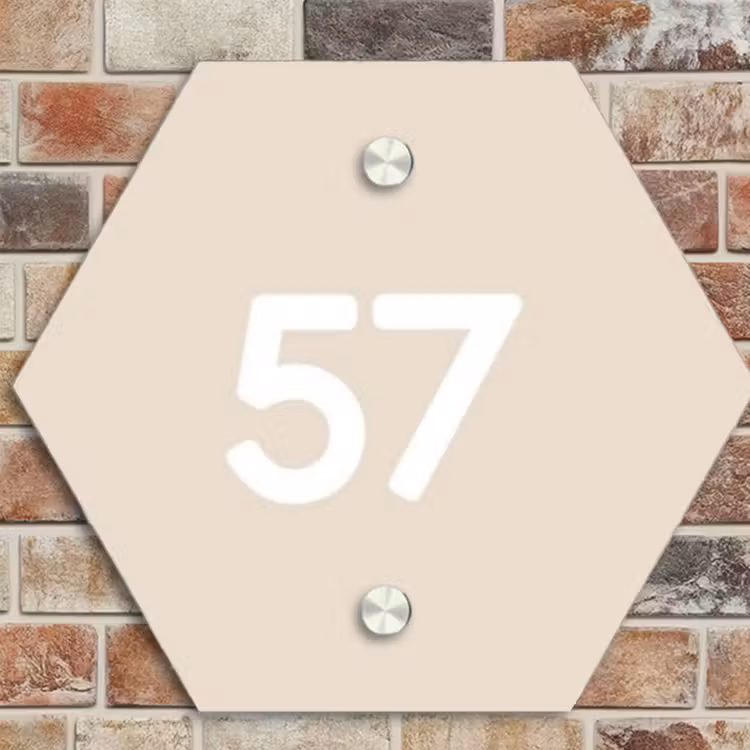 Naambordje voordeur - Hexagon - Effen - Beige - Traditioneel — 4