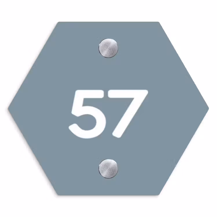 Naambordje voordeur - Hexagon - Effen blauwgrijs - Traditioneel — 1