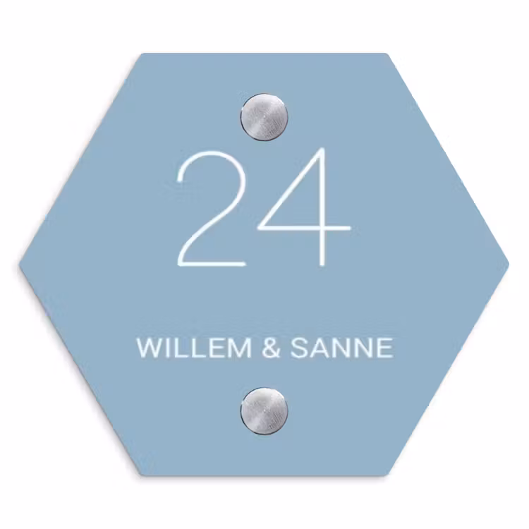 Naambordje voordeur - Hexagon - Effen - Lichtblauw - Klassiek — 1