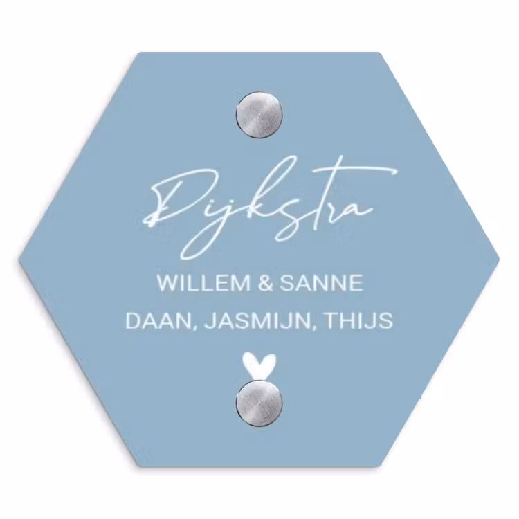 Naambordje voordeur - Hexagon - Effen - Lichtblauw - Sierlijk — 1