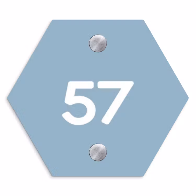 Naambordje voordeur - Hexagon - Effen - Lichtblauw - Traditioneel — 1