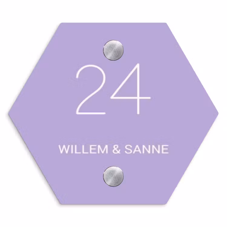 Naambordje voordeur - Hexagon - Effen - Lila - Klassiek — 1