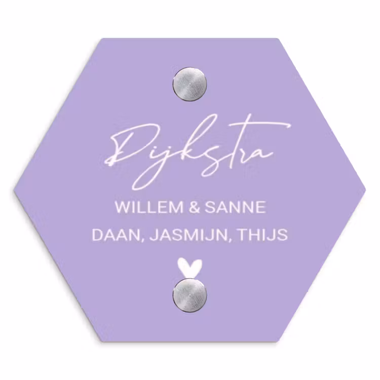 Naambordje voordeur - Hexagon - Effen - Lila - Sierlijk — 1