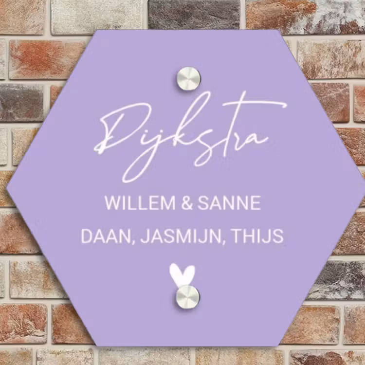 Naambordje voordeur - Hexagon - Effen - Lila - Sierlijk — 4