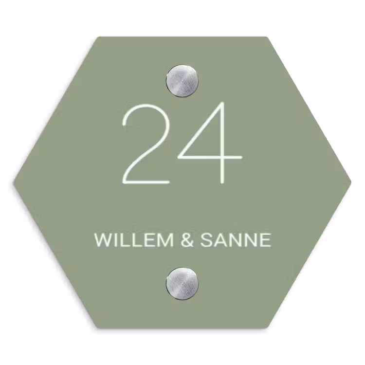 Naambordje voordeur - Hexagon - Effen olijfgroen - Klassiek — 1