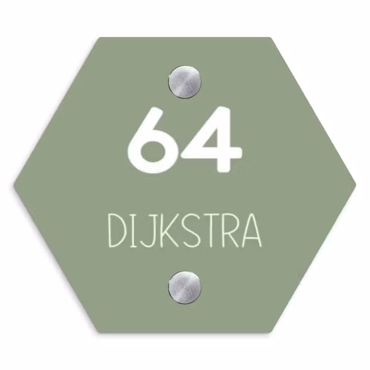 Naambordje voordeur - Hexagon - Effen olijfgroen - Modern — 1