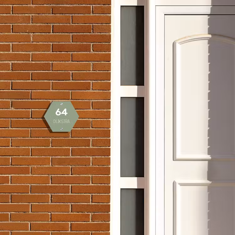 Naambordje voordeur - Hexagon - Effen olijfgroen - Modern — 2