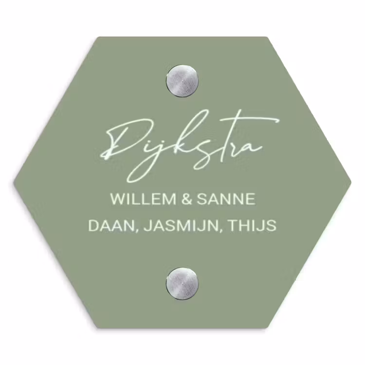 Naambordje voordeur - Hexagon - Effen olijfgroen - Sierlijk — 1