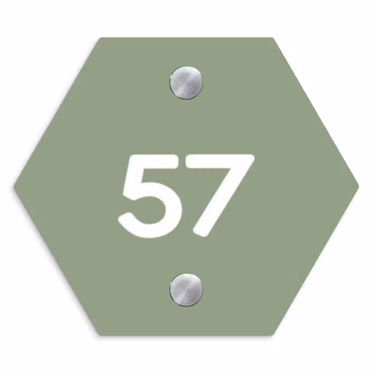 Naambordje voordeur - Hexagon - Effen olijfgroen - Traditioneel — 1