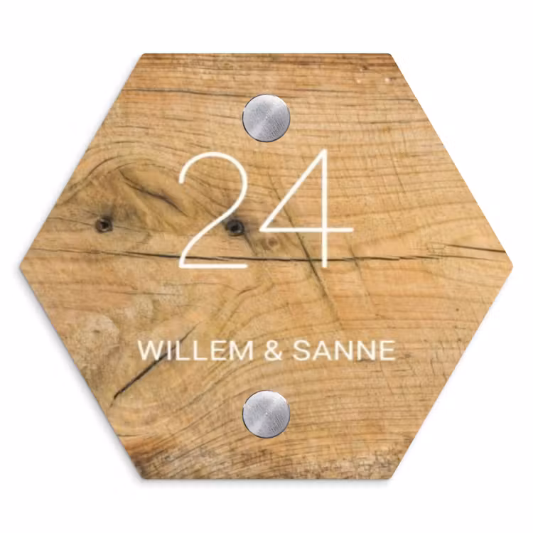 Naambordje voordeur - Hexagon - Hout - Klassiek — 1